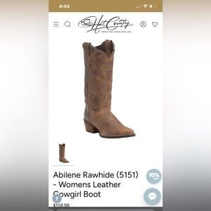 Abilene Boot Company Women Brown Rawhide Leather 9.5 Boots.         2846